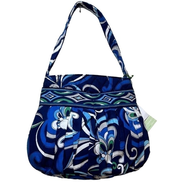 Vera Bradley Handbag Blue Mediterranean Hannah Zip Handbag RETIRED NWT - Picture 2 of 5